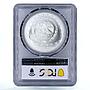 Mexico 5 pesos Serpiente con Craneo Snake Skull MS67 PCGS silver coin 1998