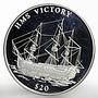 Liberia 20 dollars HMS Victory Ship proof silver coin 2000