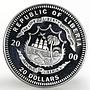 Liberia 20 dollars HMS Victory Ship proof silver coin 2000