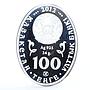 Kazakhstan 100 tenge Endangered Wildlife White Stork Bird Fauna silver coin 2012