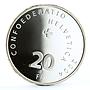 Switzerland 20 francs Bellinzona Castles Architecture proof silver coin 2004