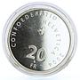 Switzerland 20 francs Bellinzona Castles Architecture proof silver coin 2004