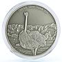 Gabon 1000 francs Endangered Wildlife Ostrich Bird Animal Fauna silver coin 2014
