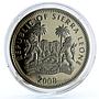 Sierra Leone 10 dollars Nocturnal Animals series Duiker silver coin 2008