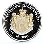 Liechtenstein 40 euro 190th Independence Carriage piedfort gilded Ag coin 1996