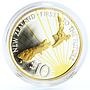 New Zealand 10 dollars 1st to the Future Sun Emblem Map gilded silver coin 2000