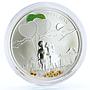 Cook Islands 5 dollars First Love Boy Girl Hearts Balloons silver coin 2014