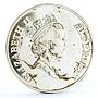 Alderney 5 pounds Queen Mother Children Crowd Flowers piedfort silver coin 1995