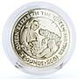 Alderney 5 pounds Queen Mother Children Crowd Flowers piedfort silver coin 1995