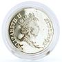 Alderney 5 pounds Queen Mother Children Crowd Flowers piedfort silver coin 1995