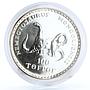 Mongolia 100 togrog Prehistoric Animals Dinosaurs Nemegtosaurus silver coin 1989