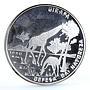 Mozambique 500 meticais Endangered Wildlife Giraffe Fauna proof silver coin 1990