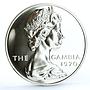 Gambia 8 shillings Endangered Wildlife Hippopotamus Fauna proof silver coin 1970