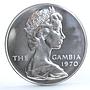Gambia 8 shillings Endangered Wildlife Hippopotamus Fauna proof silver coin 1970