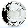 Niger 1000 francs Mecca Kaaba Qibla Compass Islam Religion silver coin 2012