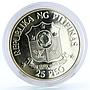 Philippines 25 piso Marcos and Reagan Meeting silver coin 1982