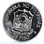 Philippines 25 piso Marcos and Reagan Meeting silver coin 1982