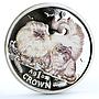 Isle of Man 1 crown Home Pets Two Chinchilla Cats Animals proof silver coin 2009