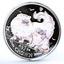 Isle of Man 1 crown Home Pets Two Chinchilla Cats Animals proof silver coin 2009