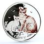 Isle of Man 1 crown Home Pets Two Burmilla Cats Animas colored silver coin 2008