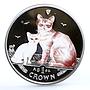 Isle of Man 1 crown Home Pets Two Burmilla Cats Animas colored silver coin 2008