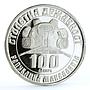 Macedonia 100 denari 100 Years Statehood Ilinden Cannon proof silver coin 2003