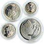 South Africa set 4 coins Wildlife Series The Rhino proof silver coin 2003