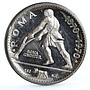 Ras al-Khaimah 7 1/2 riyals Rome City Plowing Man proof silver coin 1970