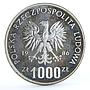 Poland 1000 zlotych Endangered Wildlife Owl Birds Fauna proba silver coin 1986
