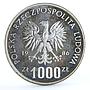 Poland 1000 zlotych Endangered Wildlife Owl Birds Fauna proba silver coin 1986