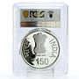 India 150 rupees 150 Years Mahatma Gandhi Politics PR68 PCGS silver coin 2019