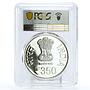 India 350 rupees Sri Guru Gobind Singh Ji Architecture PL69 PCGS Ag coin 2016
