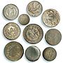 Indonesia set of 10 coins State Coinage Coat of Arms CuNi coins 1970 - 1979