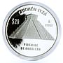 Mexico 20 pesos Chichen Itza El Castillo Kukulcan Pyramid proof silver coin 2007