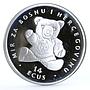 Bosnia and Herzegovina 14 ecu UN Peace Teddy Bear Toy proof silver coin 1994