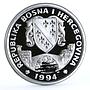 Bosnia and Herzegovina 14 ecu UN Peace Teddy Bear Toy proof silver coin 1994