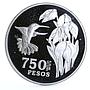 Colombia 750 pesos Endangered Wildlife Colibri Bird Fauna proof silver coin 1978