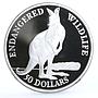 Cook Island 50 dollars Endangered Wildlife Kangaroo Animals Fauna Ag coin 1991