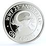 Turks and Caicos 1 crown 25 Years Wildlife Fund Rock Iguana Fauna Ag coin 1988