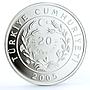 Turkey 20 lira Endangered Wildlife Long Eared Hedgehog Fauna silver coin 2005