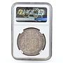 Mexico 8 reales State Coinage Fernando VII Coat of Arms AU58 NGC Ag coin 1810