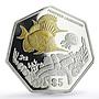 Niue 5 dollars Marine Life Butterfly Fish PR69 PCGS gilded silver coin 1999