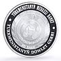 Turkmenistan 500 manat 61th Birth of President Nyyazow State Emblem Ag coin 2001