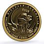 Australia 5 dollars Discovers Neck Lizard Animals Fauna proof gold coin 2008