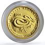 Australia 5 dollars Discovers Brown Snake Animals Fauna proof gold coin 2008
