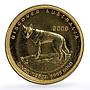 Australia 5 dollars Discovers Dingo Dog Animals Fauna proof gold coin 2008