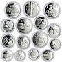 Mexico set of 15 coins Football World Cup 1986 silver coins 1985 - 1986