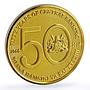 Kenya 50 shillings 50th Anniversary of Central Bank gilded NiBrass coin 2016