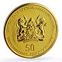 Kenya 50 shillings 50th Anniversary of Central Bank gilded NiBrass coin 2016