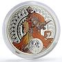 Niue 1 dollar Alphonse Mucha Zodiac Signs series Aries colored silver coin 2011